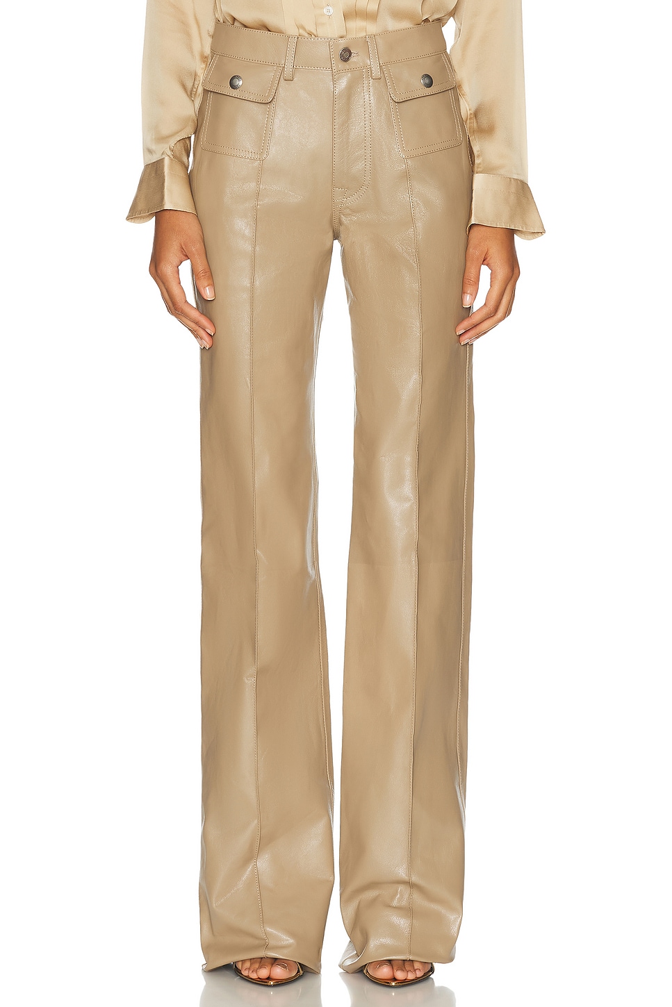 Image 1 of TOM FORD Goat Leather Patch Pocket Pant in Ash Wood