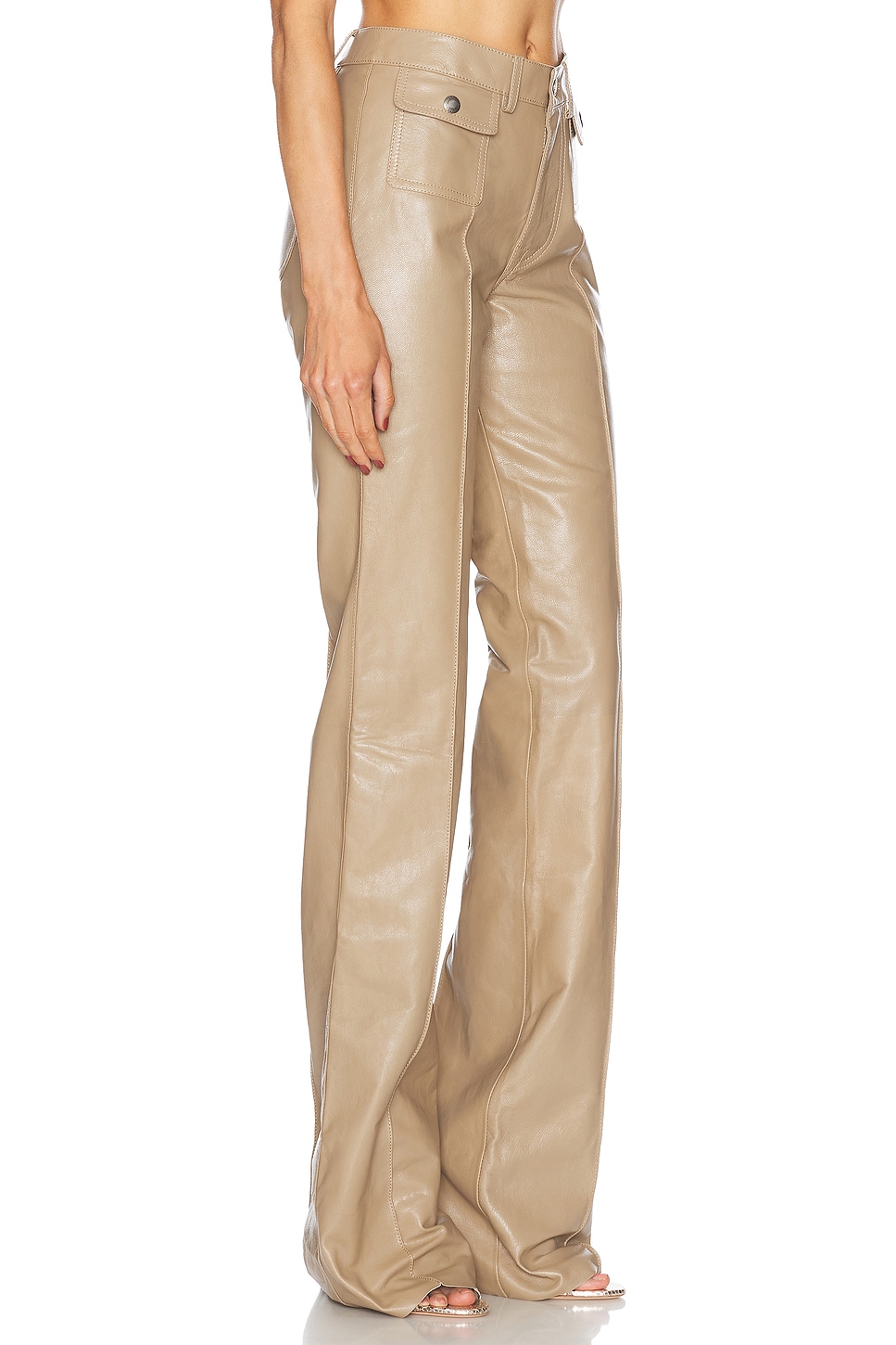 Shop Tom Ford Goat Leather Patch Pocket Pant In Ash Wood