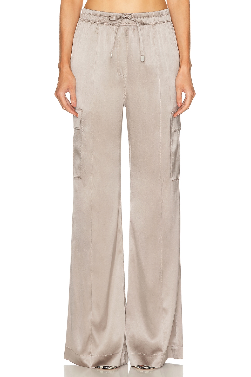 Image 1 of TOM FORD Silk Satin Cargo PJ Pant in Dark Silver