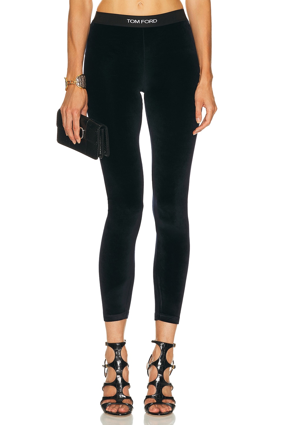 Velour Signature Legging in Navy