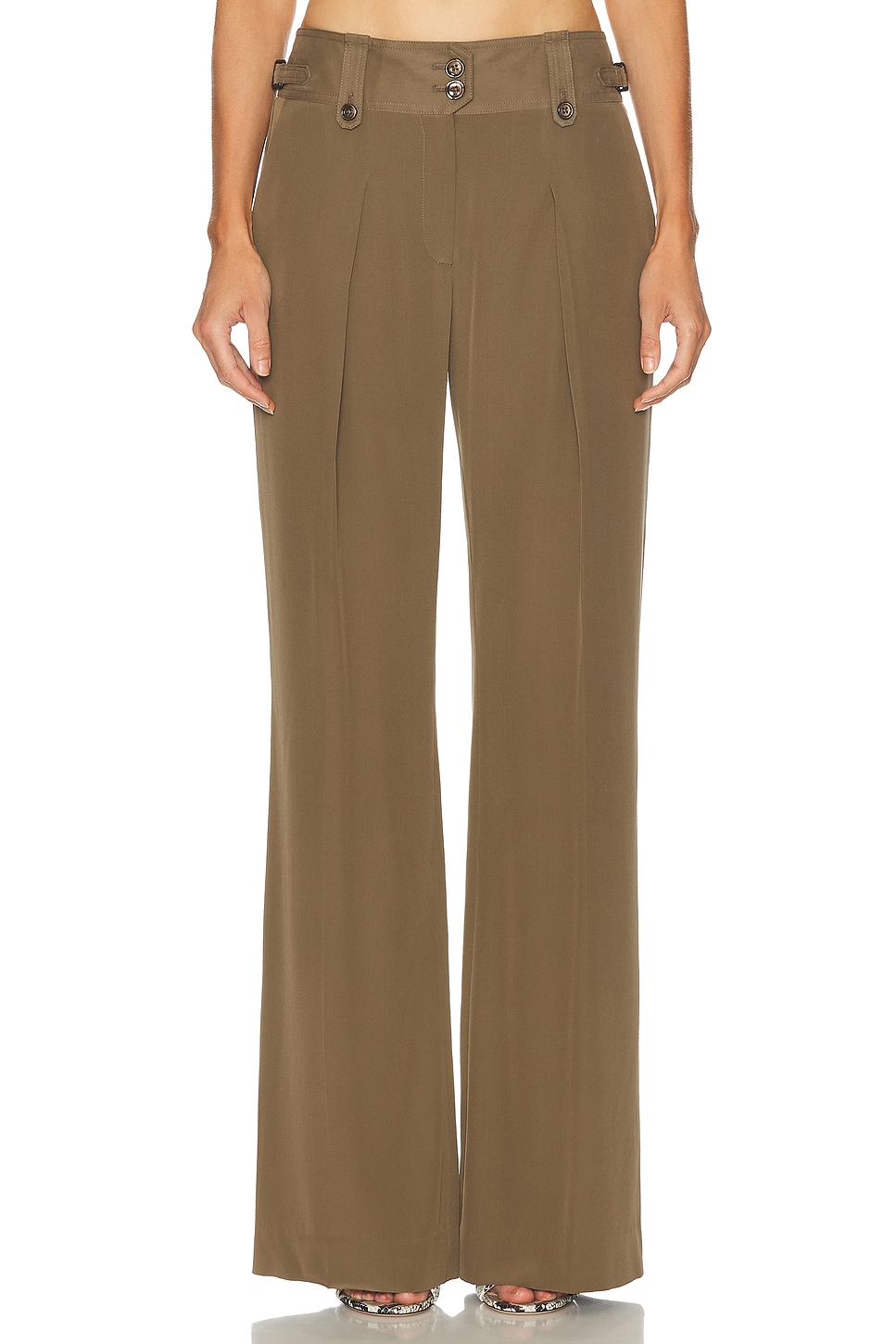 Pleated Wide Leg Pant in Olive