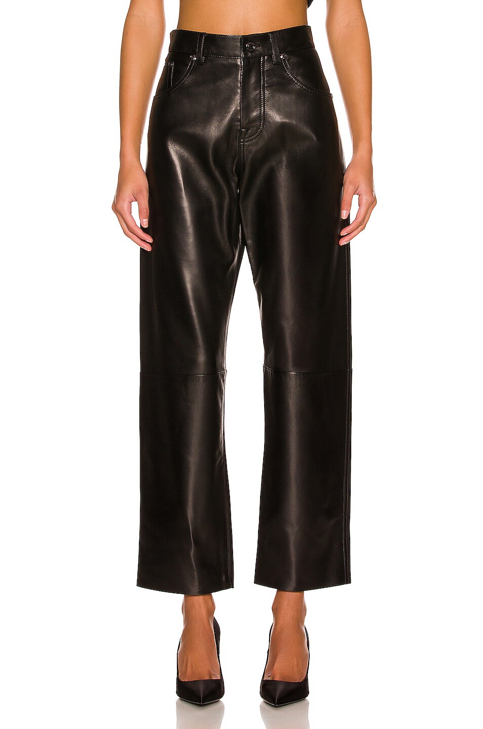 Image 1 of TOM FORD Leather Boyfriend Pant in Black
