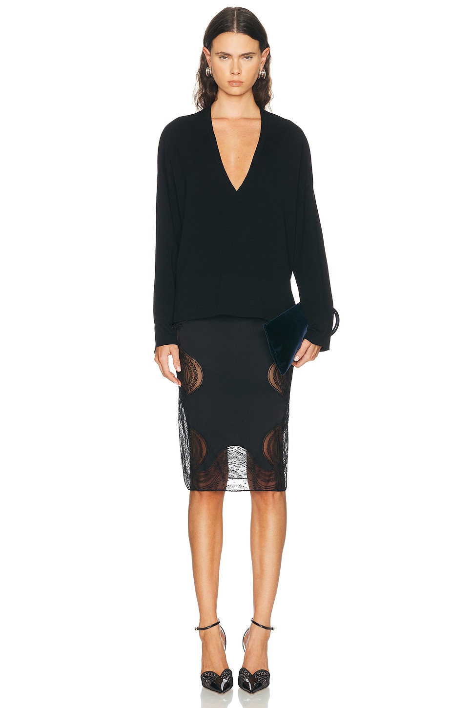 Lace-Encrusted Pencil Skirt