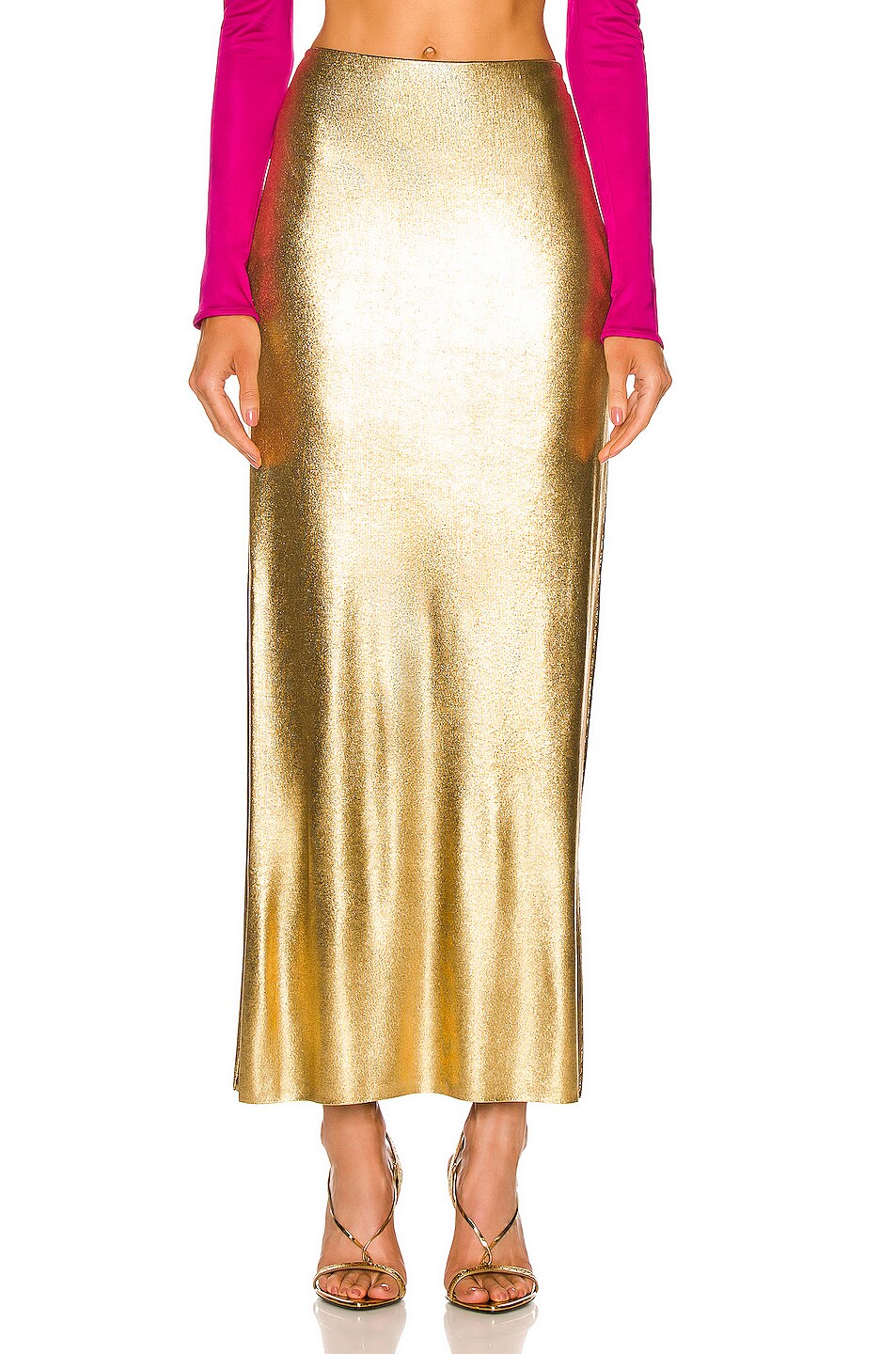 Image 1 of TOM FORD Metallic Maxi Skirt in Black & Gold
