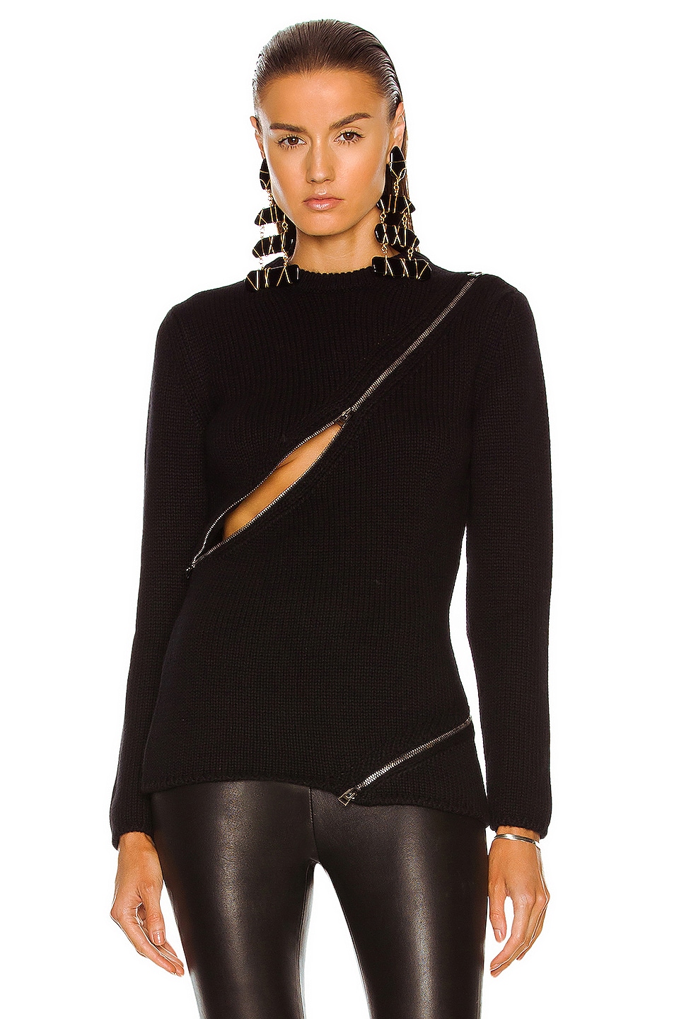 Image 1 of TOM FORD Cashmere Zip Detail Top in Black