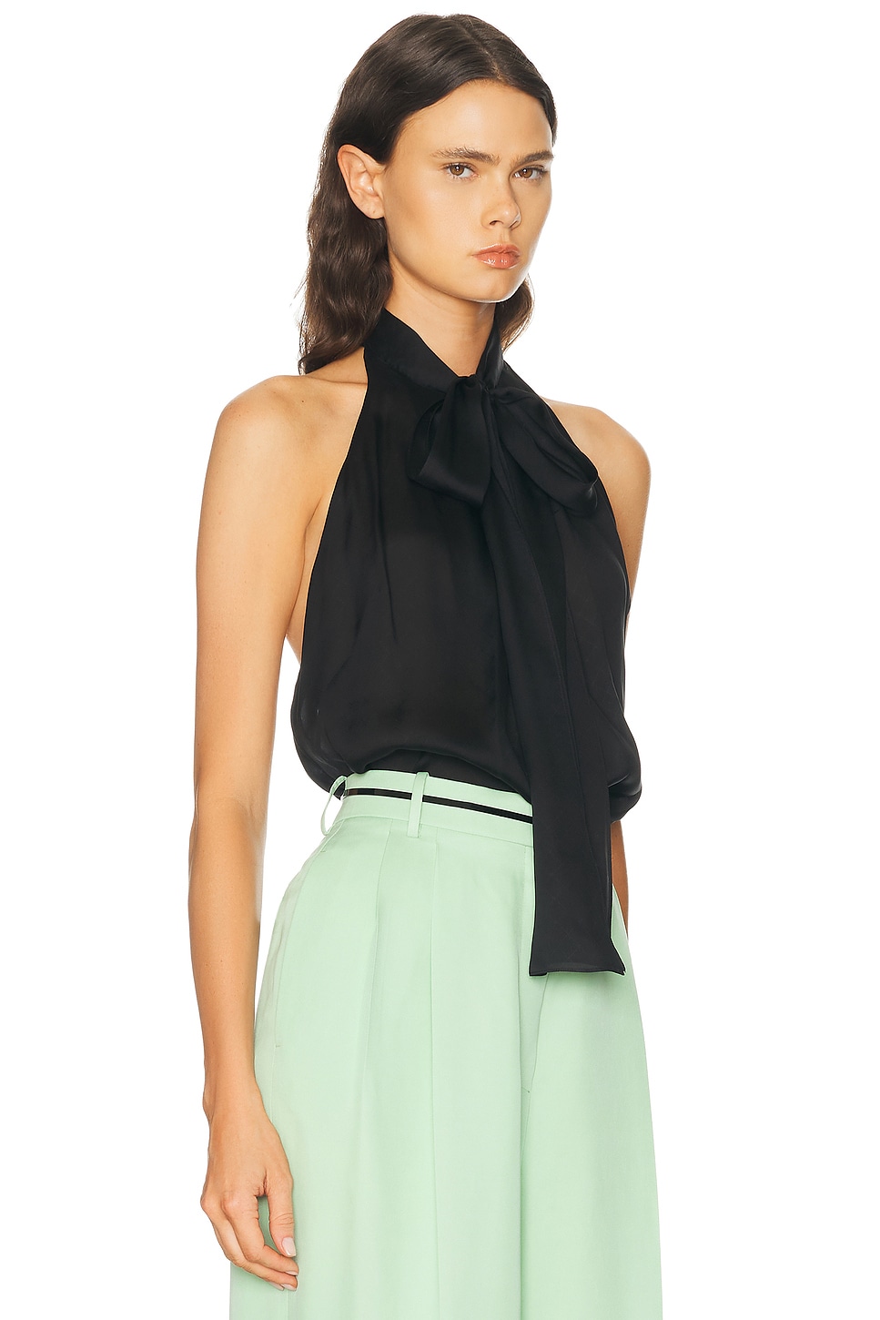 TOM FORD Monogram Silk Chiffon Halterneck Lavalliere Top | Thumbnail 2
