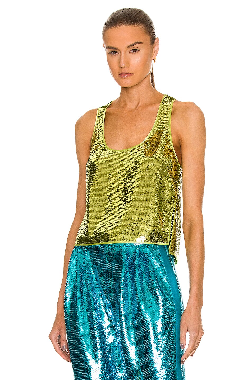 Image 1 of TOM FORD Liquid Sequin Tank Top in Lime