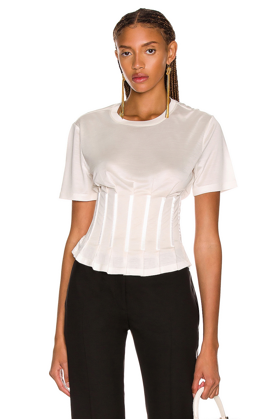 Image 1 of TOM FORD Corset T-Shirt in Chalk