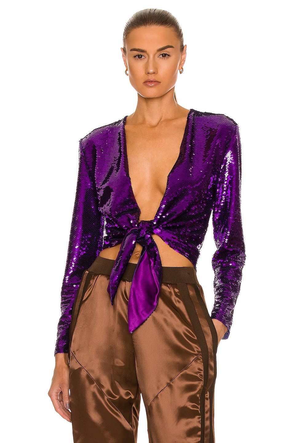 Image 1 of TOM FORD Liquid Sequin Wrap Top in Amethyst