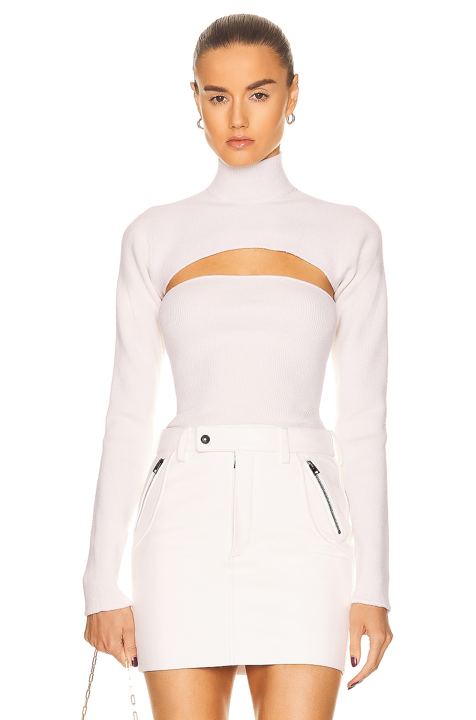 Image 1 of TOM FORD Ribbed Turtleneck Top in Chalk