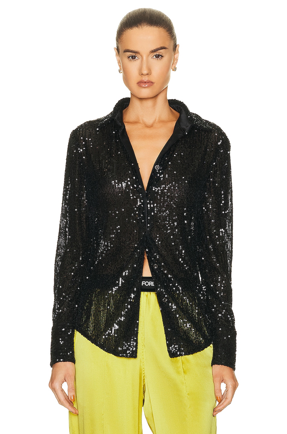 Image 1 of TOM FORD All Over Sequins Shirt in Black