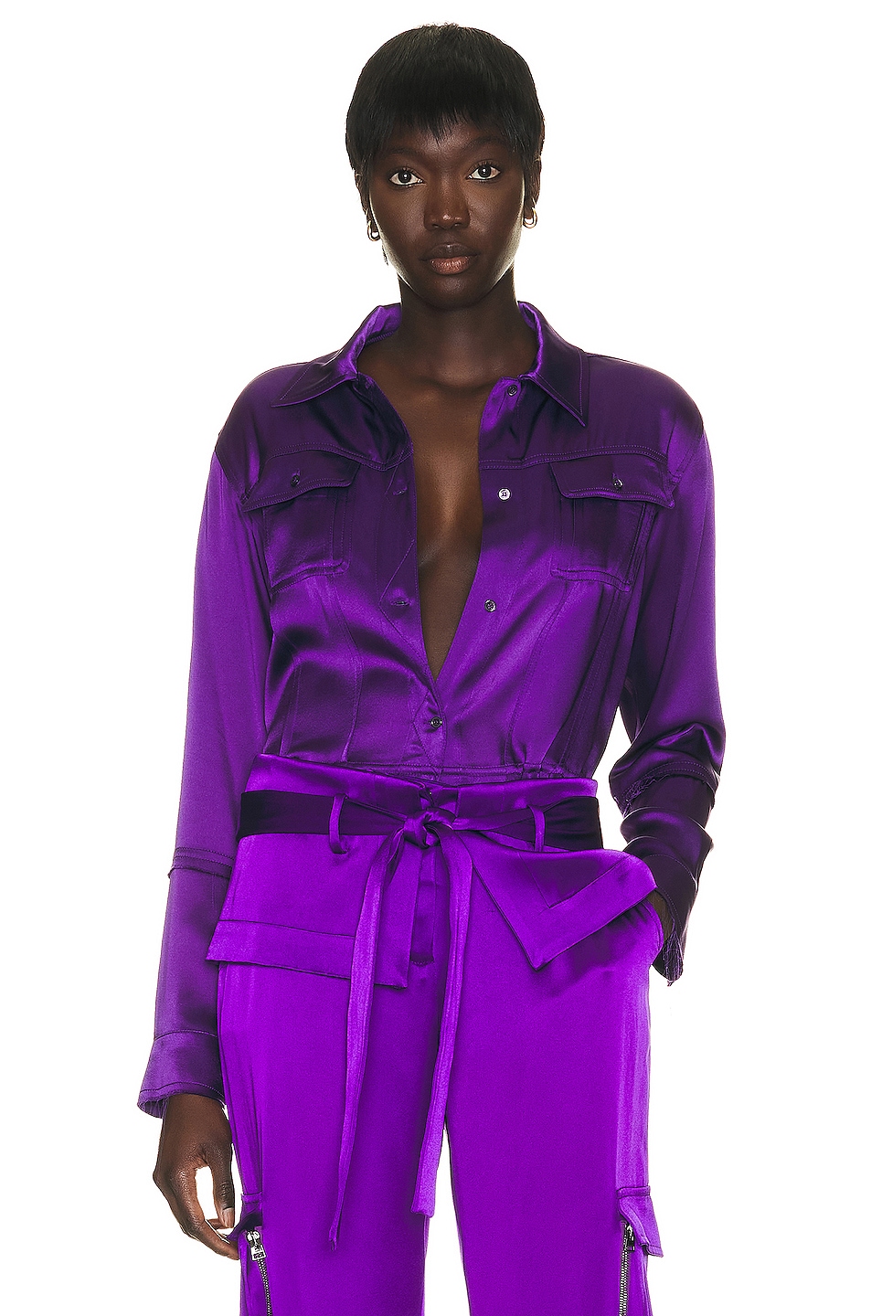 Image 1 of TOM FORD Double Face Satin Shirt in Purple Dalhia