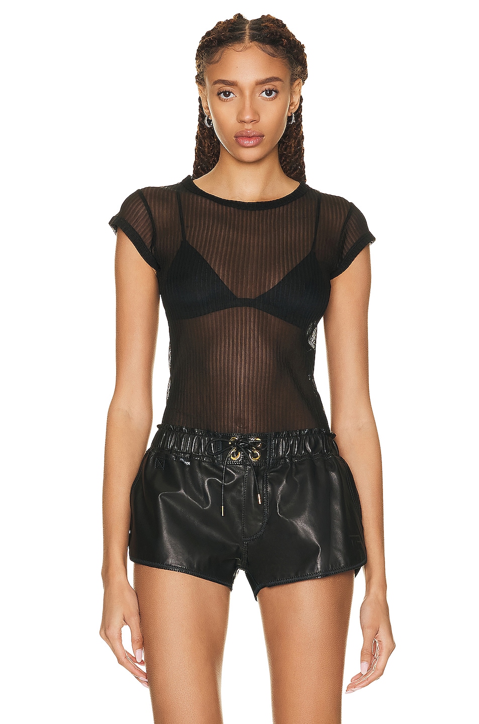 Image 1 of TOM FORD Transparent Fitted T-shirt in Black