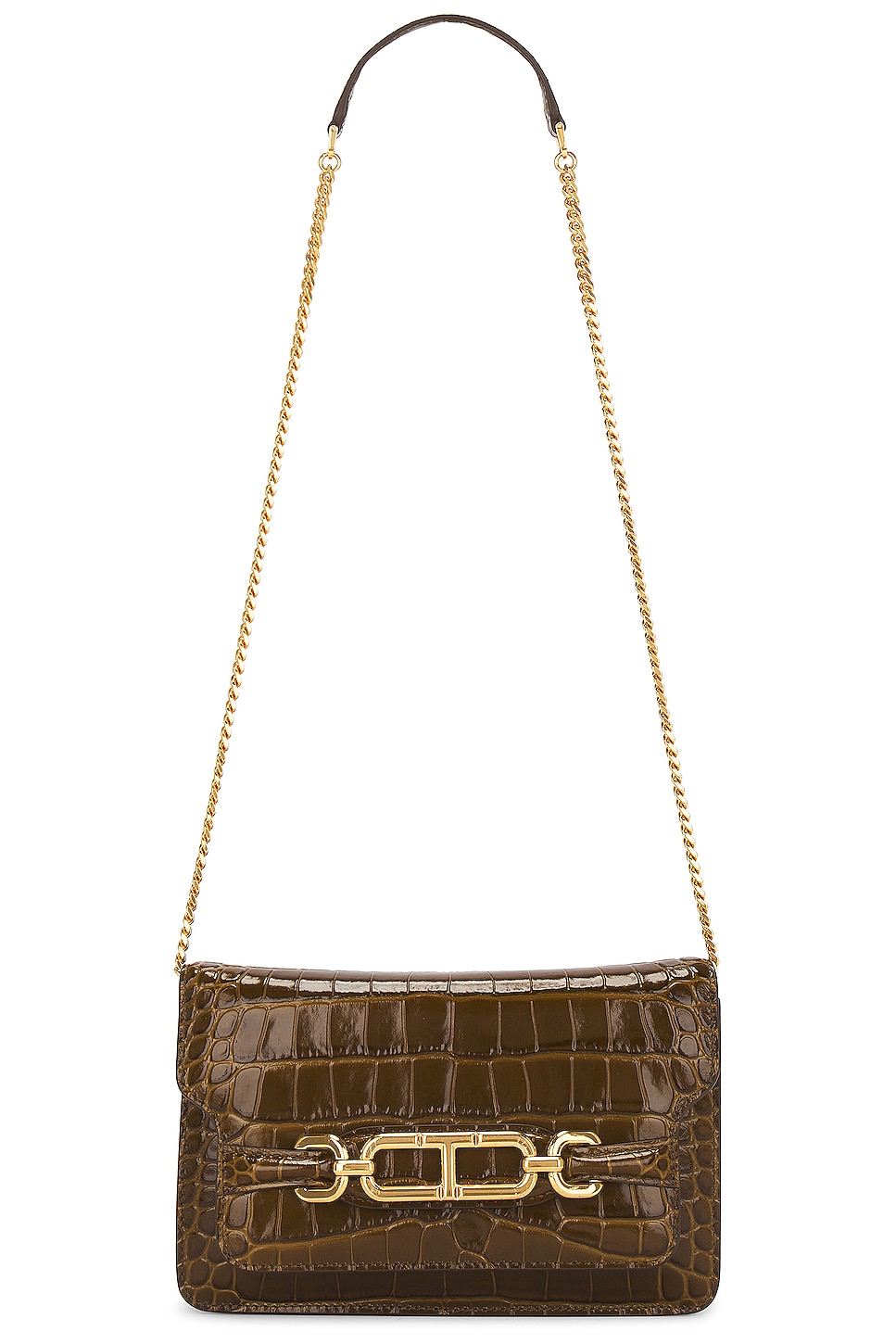 Stamped Croc Whitney Small Shoulder Bag in Tan