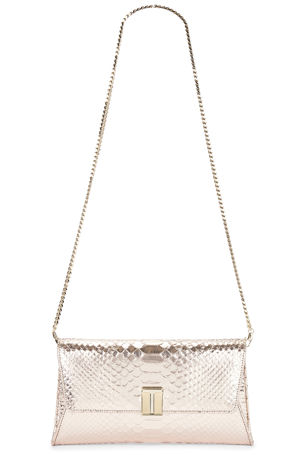 Shop Tom Ford Nobile Stamped Python Clutch In Champagne