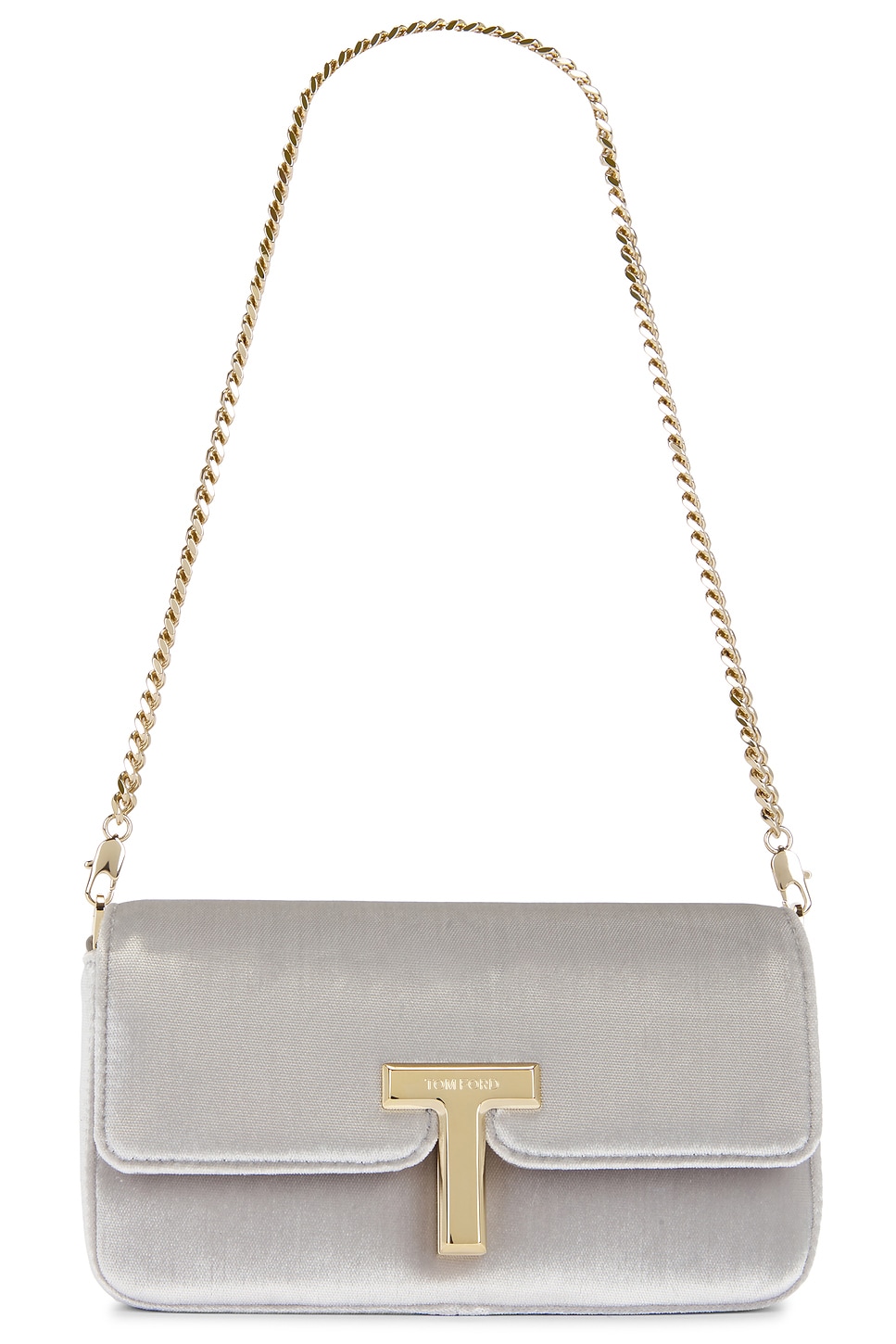 Shop Tom Ford Wallis Velvet Mini Bag In Silver