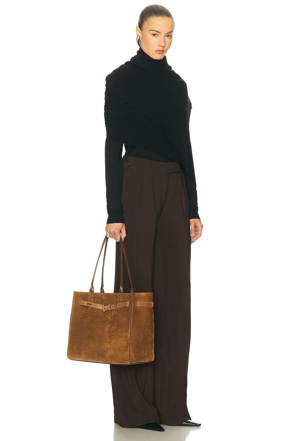 Tom Ford Audrey Medium Suede Tote Bag In Brown