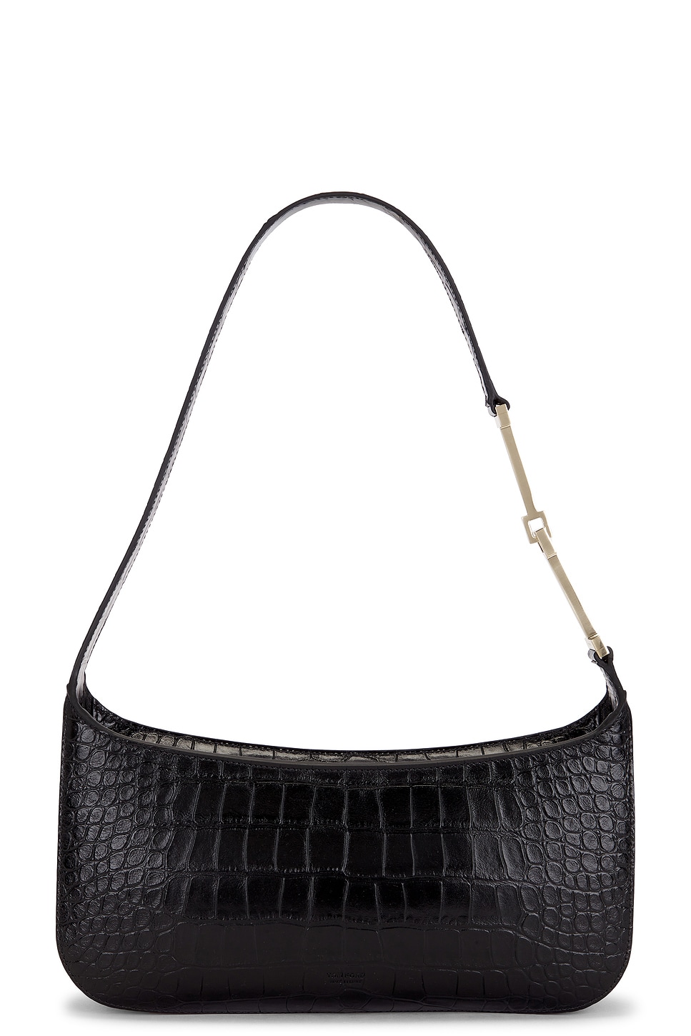 TOM FORD Tumbled Soft Printed Croc Small Shoulder Bag in Black
