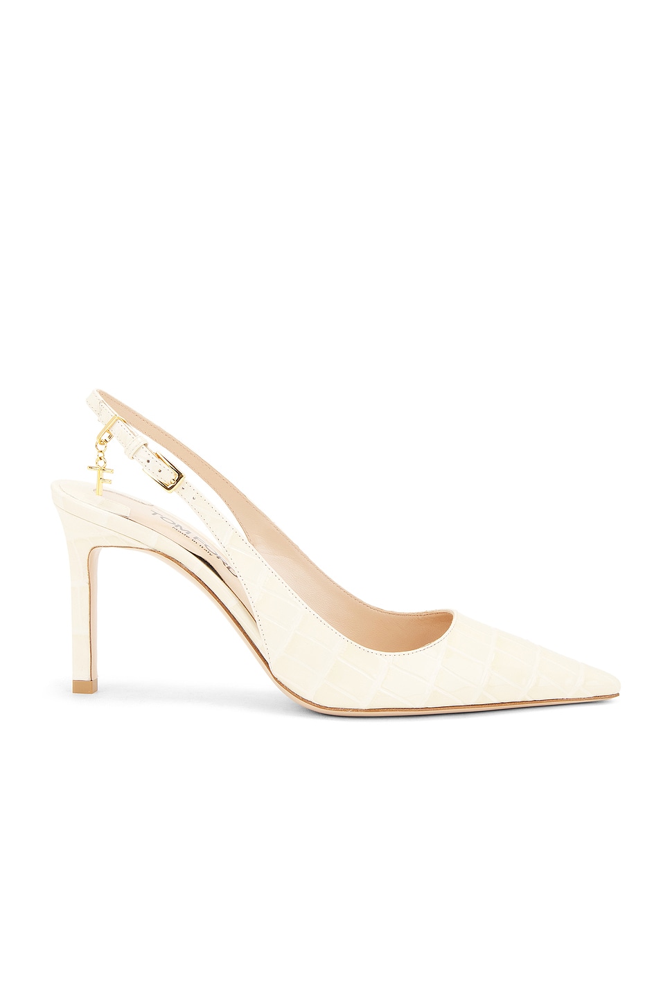 Image 1 of TOM FORD Glossy Stamped Croc Slingback 85 Pump in Ivory