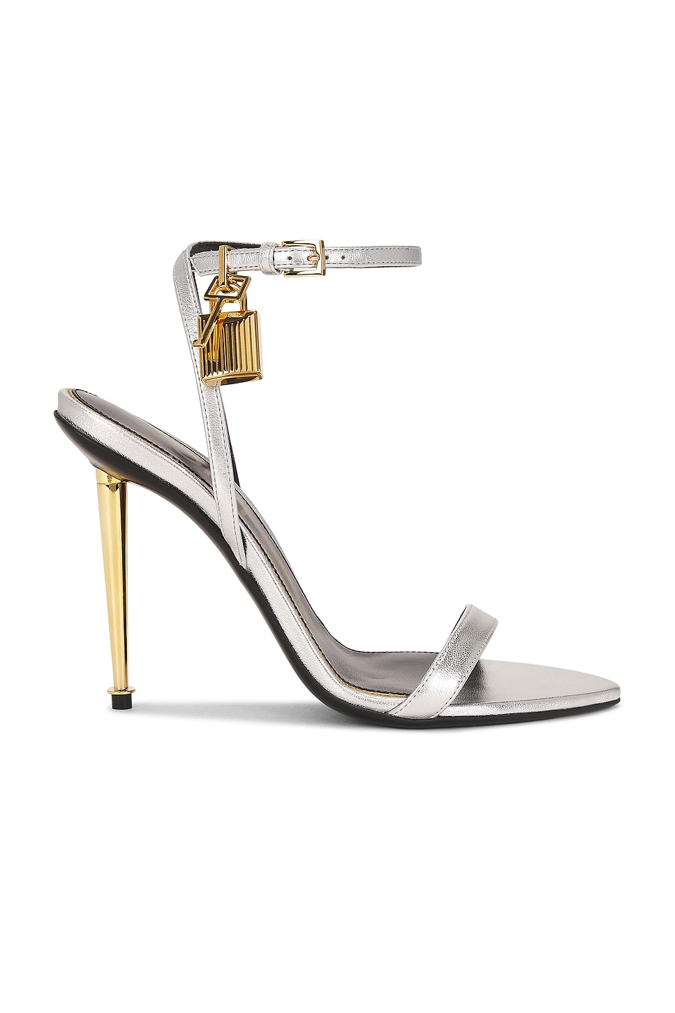 Padlock 105mm Laminated Sandal in Metallic Silver