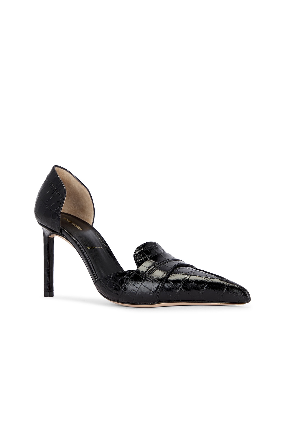 Tom Ford Eva Croc 85 D'orsay Pump In Black
