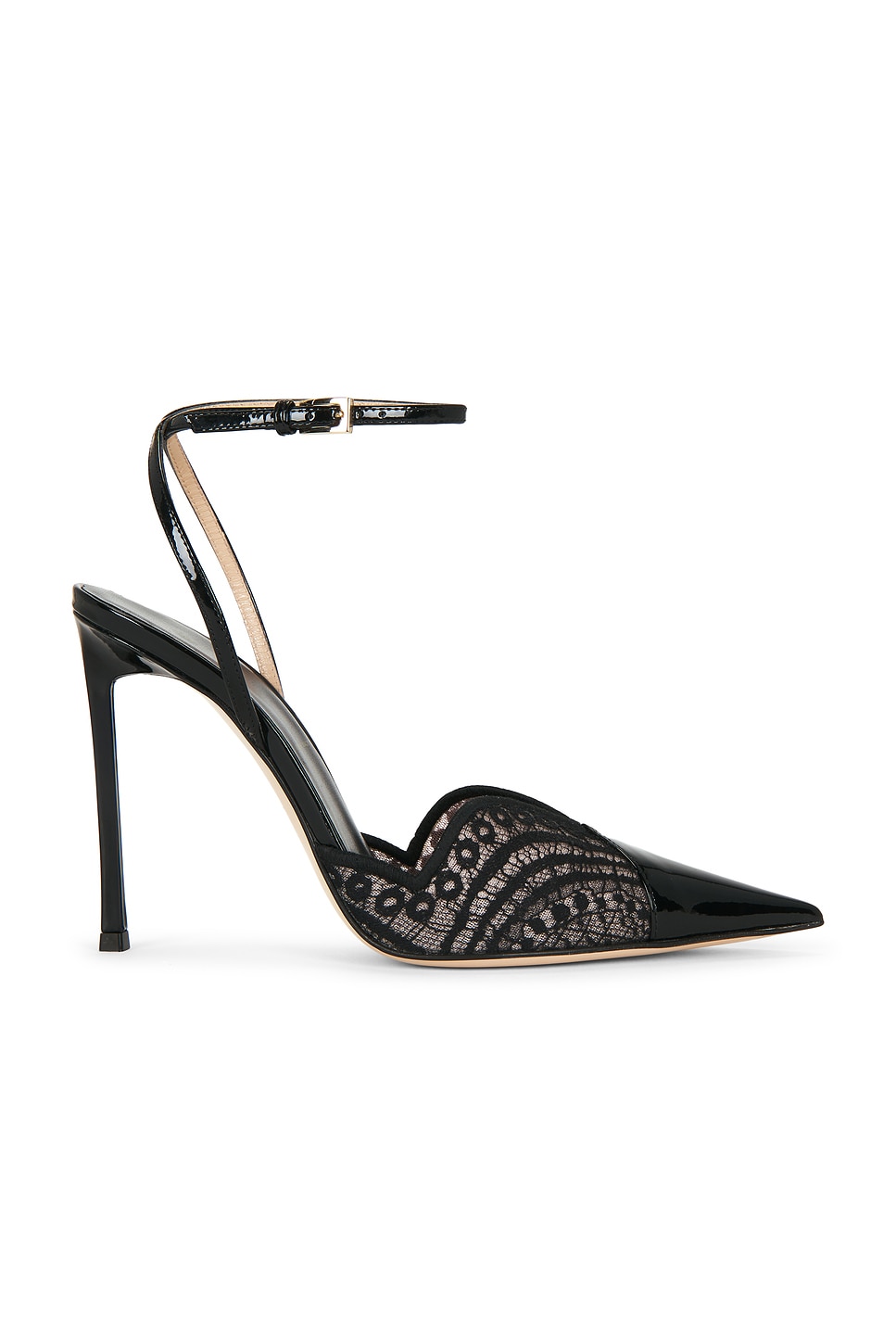 Tom Ford Patent Leather Lace Ankle Strap Pump In Black