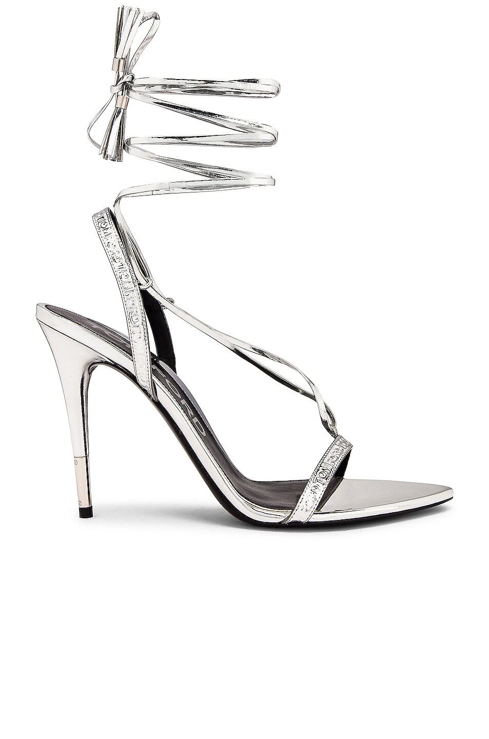 Image 1 of TOM FORD Mirror Ankle Wrap Sandal in Silver