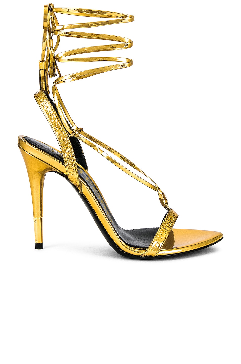 TOM FORD Mirror Ankle Wrap Sandal in Gold | FWRD