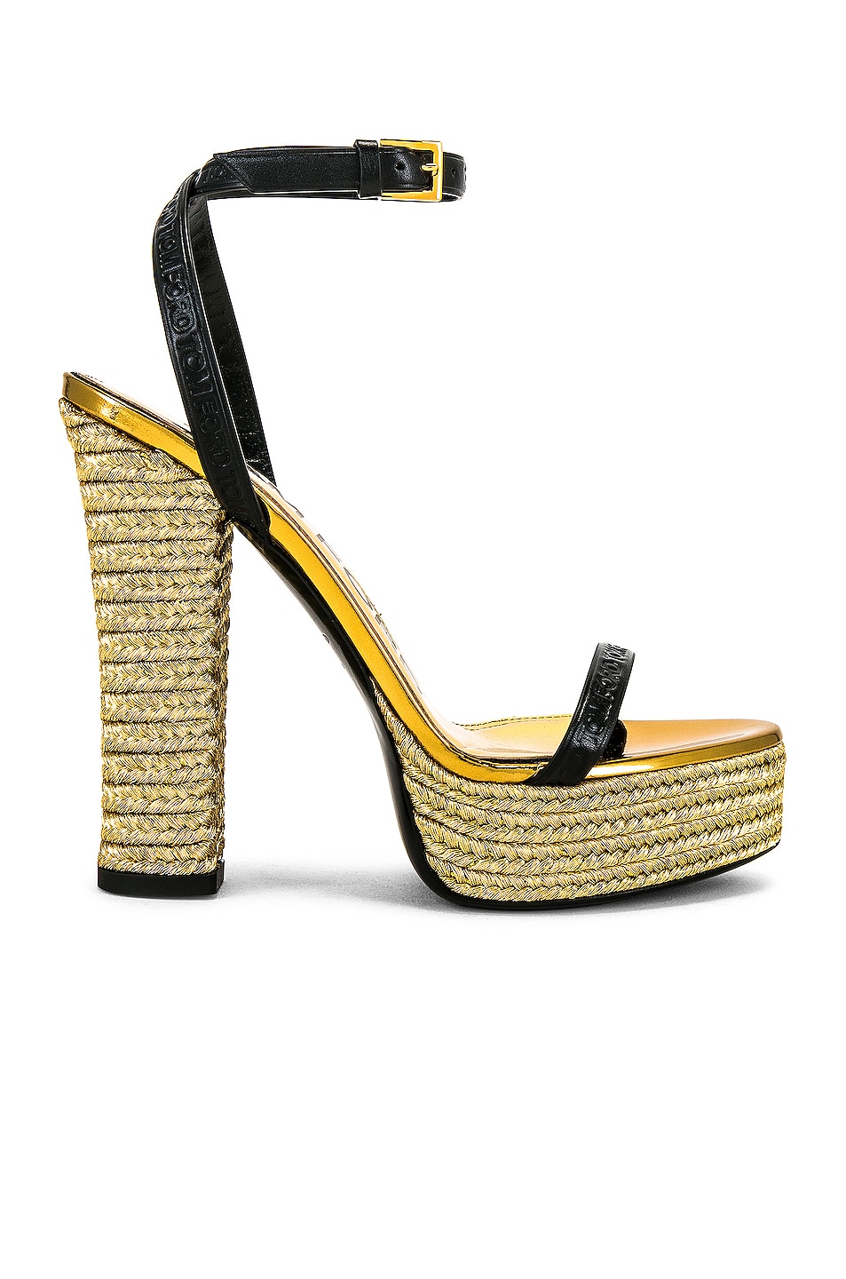 Image 1 of TOM FORD Rope Platform Sandal in Black & Gold