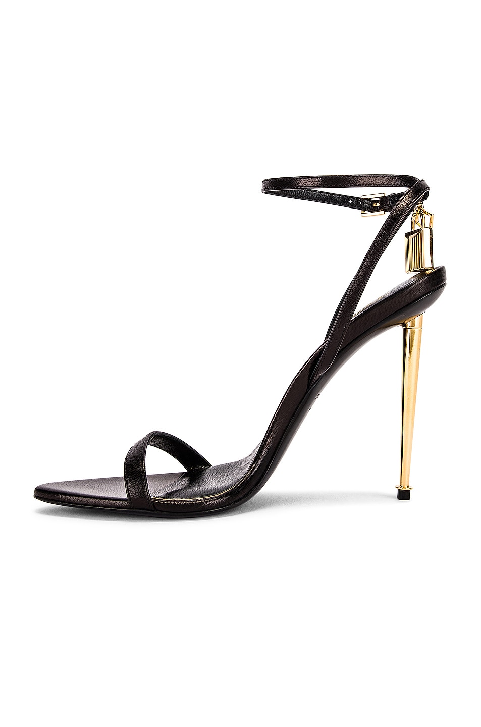 Tom Ford Padlock Pointy Naked Sandal 105 In Black Fwrd