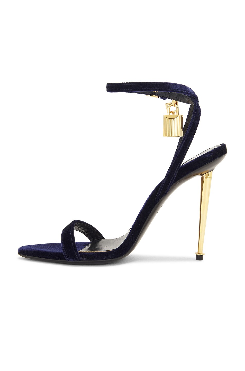 Tom Ford Velvet Padlock Pointy Naked Sandal 105 In Ink Fwrd