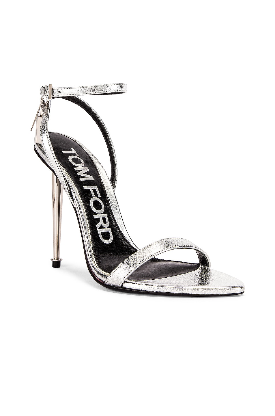 TOM FORD Padlock Pointy Naked Sandal 105 in Silver | FWRD