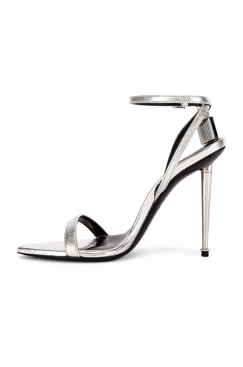 TOM FORD Padlock Pointy Naked Sandal 105 in Silver | FWRD