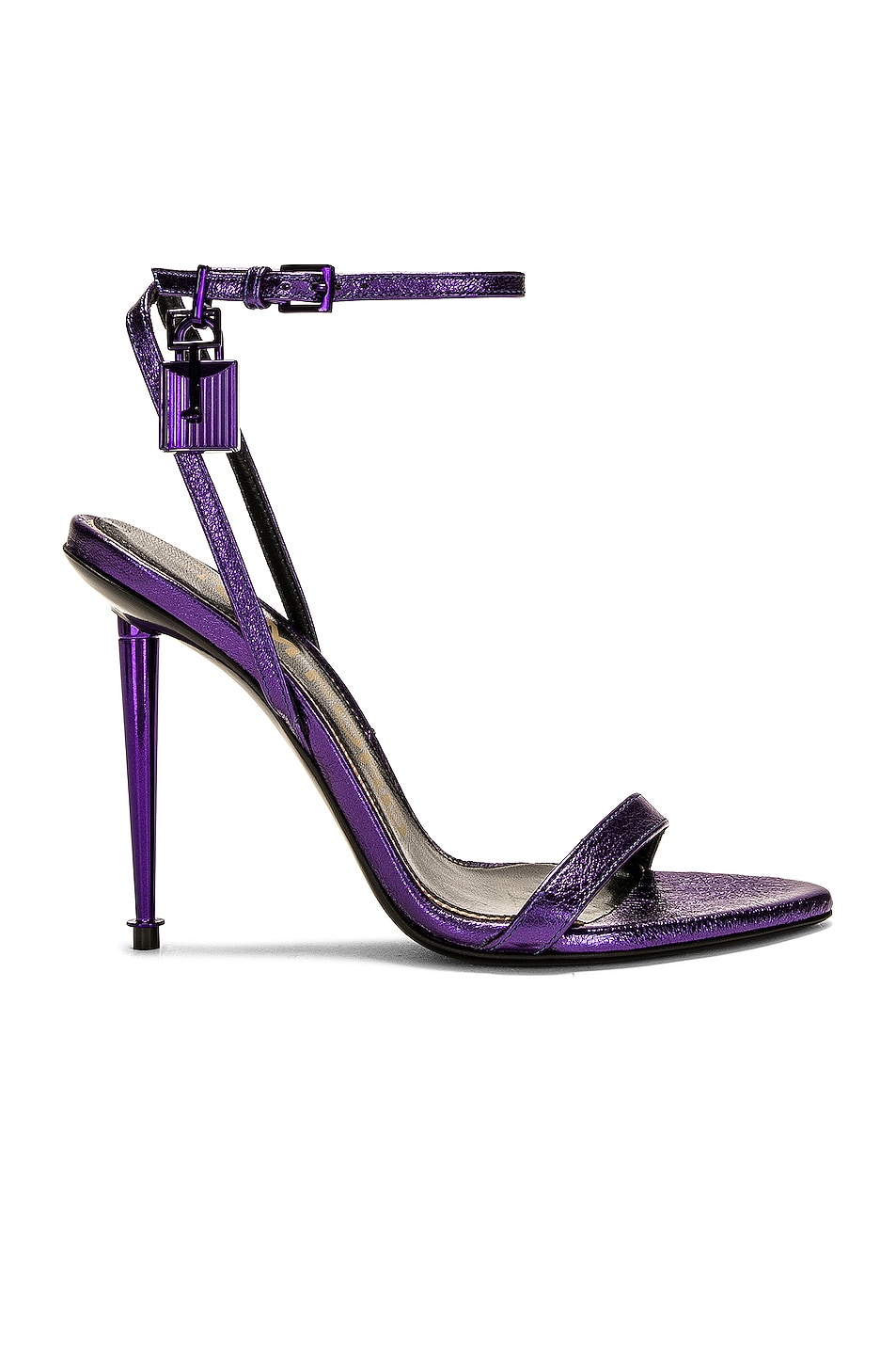 Image 1 of TOM FORD Metallic Padlock Pointy Naked 105 Sandal in Electric Purple