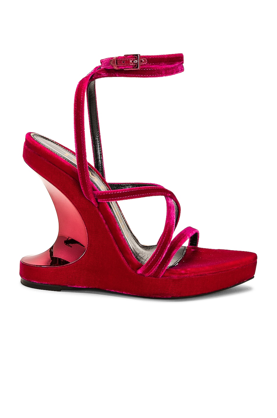 Image 1 of TOM FORD Wavy Wedge Ankle Wrap Sandal in Crimson Pink