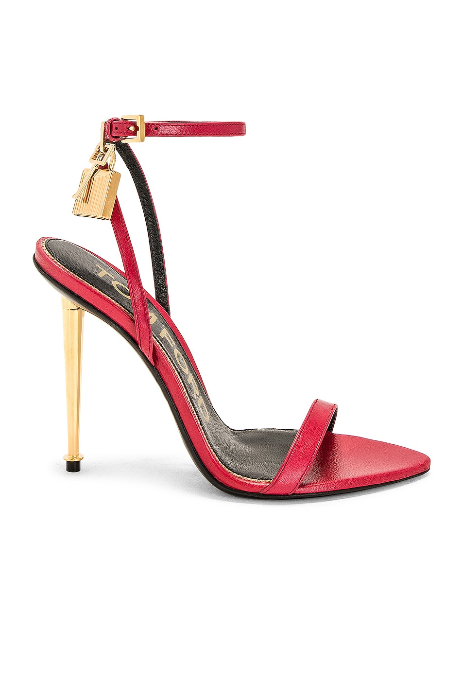 Image 1 of TOM FORD Padlock Pointy Naked Sandal 105 in Rose Red