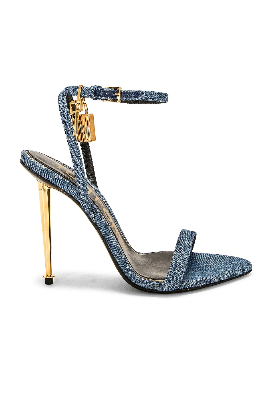 Image 1 of TOM FORD Padlock Pointy Naked 105 Sandal in Washed Blue