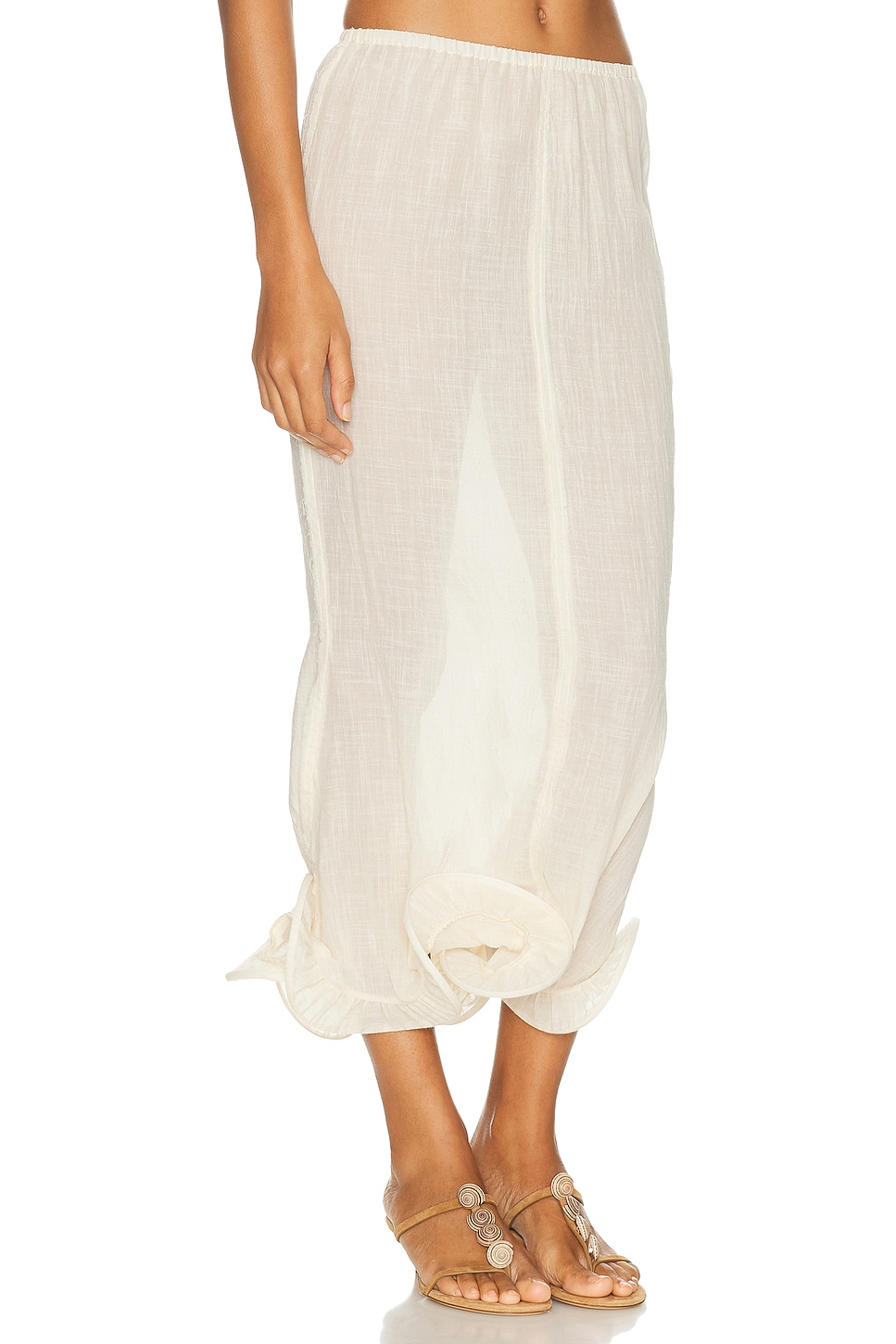 Tg Botanical Kati Flounced Cotton-blend Midi Skirt In White
