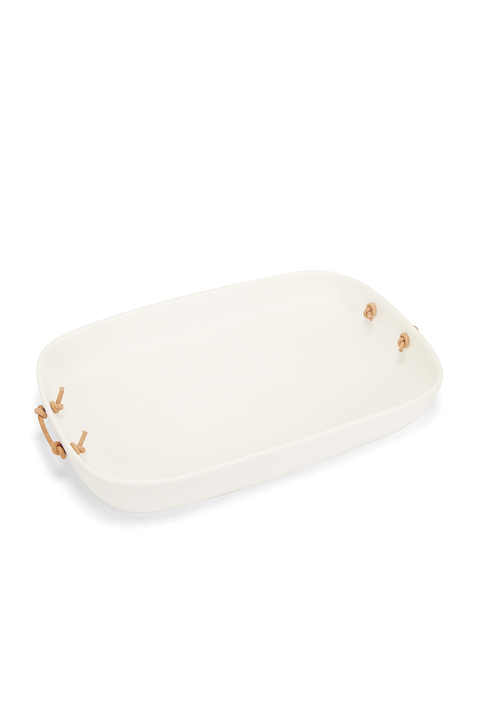 Image 1 of Tina Frey Designs Extra Large Tray with Leather Handles in White