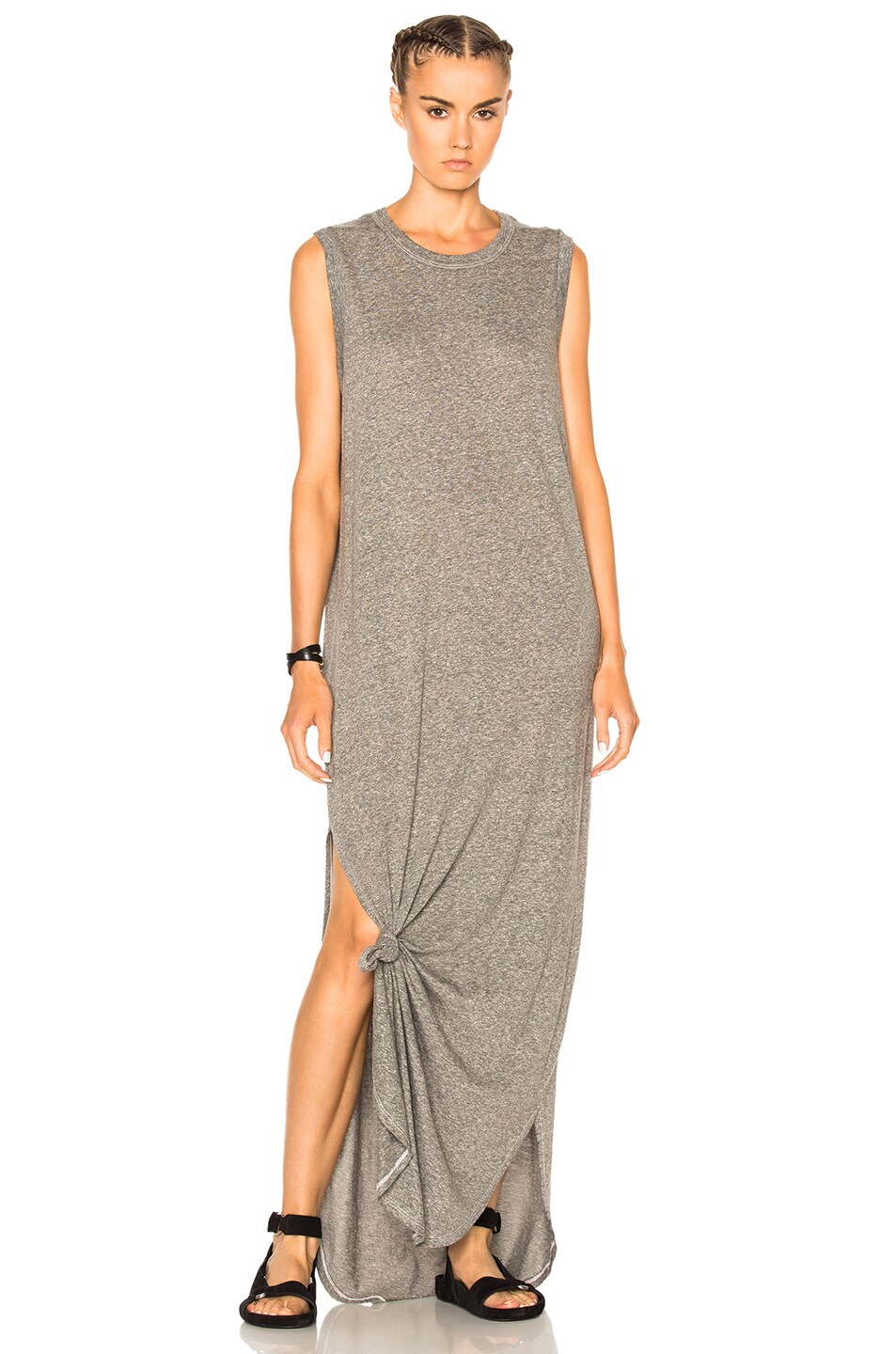 Image 1 of The Great Sleeveless Knotted Dress in Heather Grey
