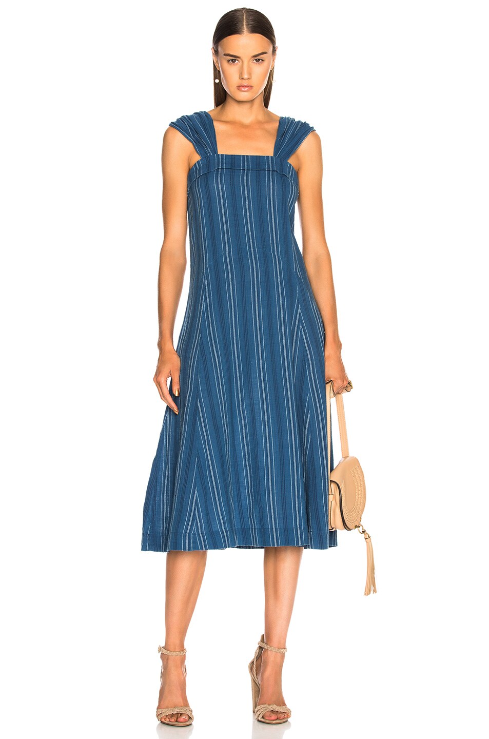 Image 1 of The Great Sundown Dress in Blue Tiller Stripe