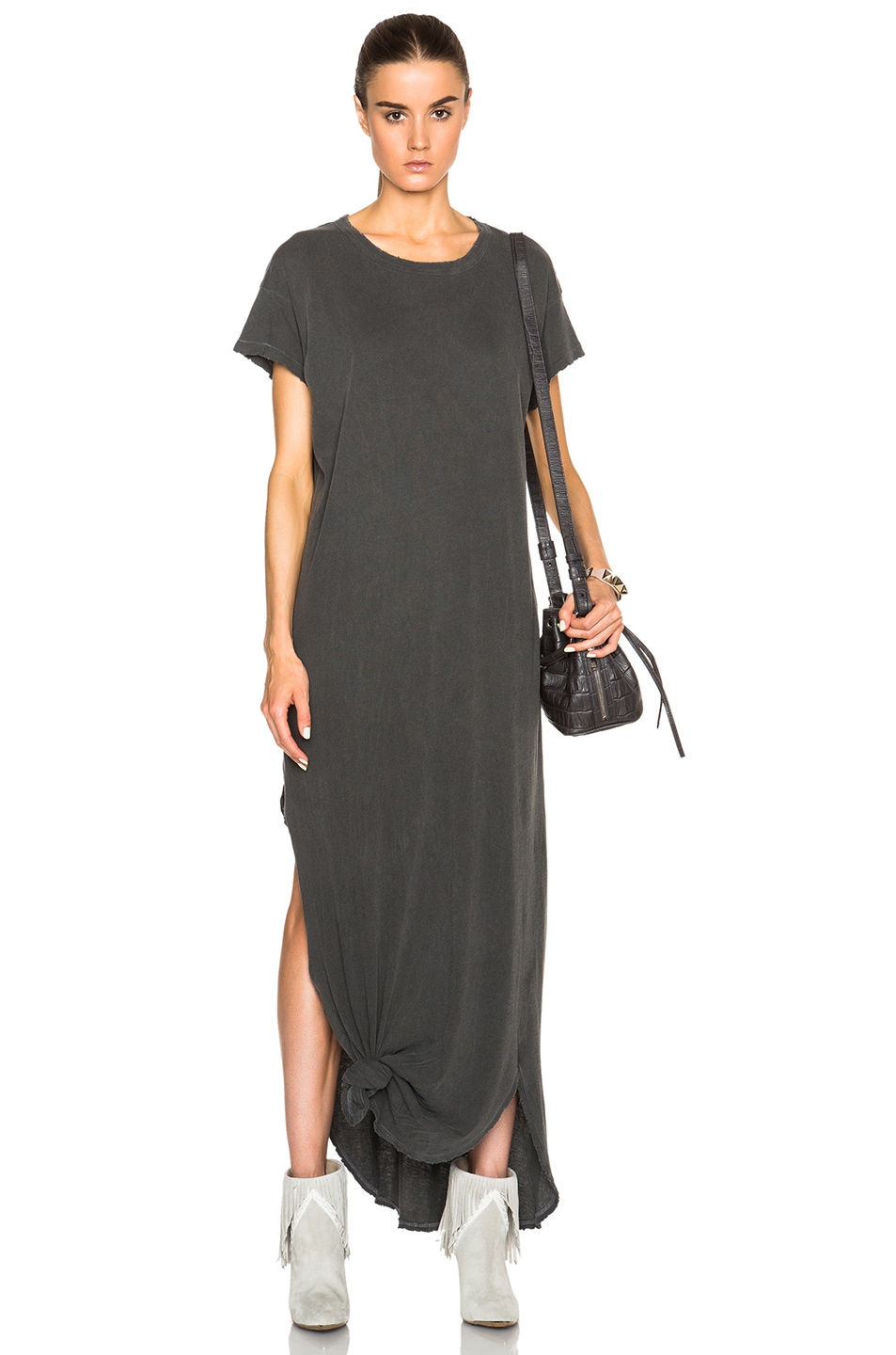 Image 1 of The Great Knotted Tee Dress in Washed Black