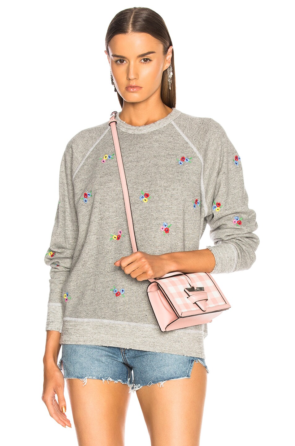 Image 1 of The Great College Sweatshirt in Varsity Grey With Bouquet Embroidery