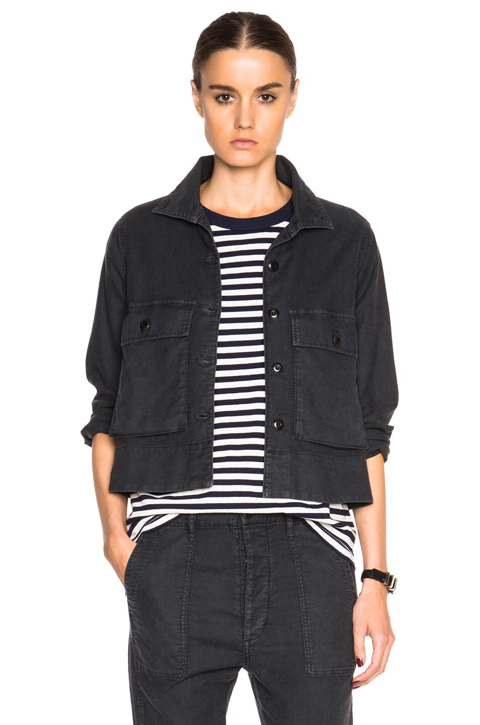 Image 1 of The Great Swingy Army Jacket in Washed Black
