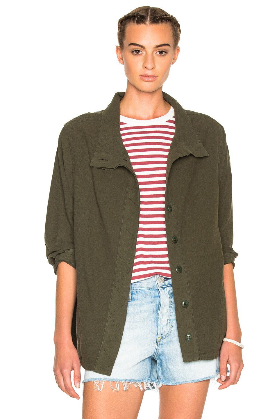 Image 1 of The Great Slouchy Army Jacket in Dark Olive