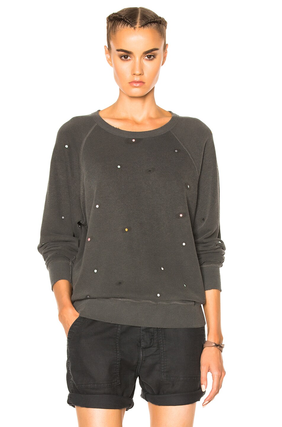 Image 1 of The Great College Multi Dot Embroidery Sweatshirt in Washed Black