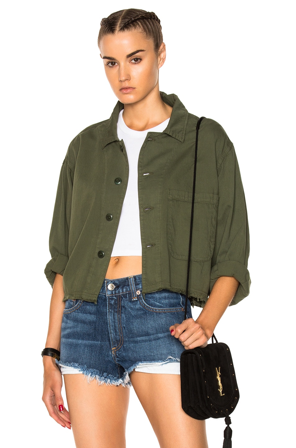 Image 1 of The Great Cropped Army Jacket in Over Dye Army
