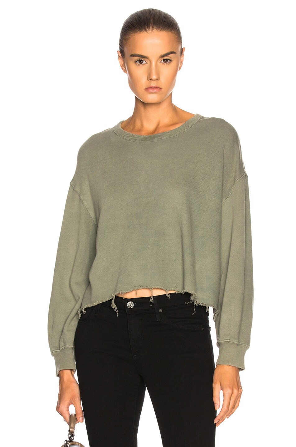 Image 1 of The Great Cut Off Sweatshirt in Washed Army