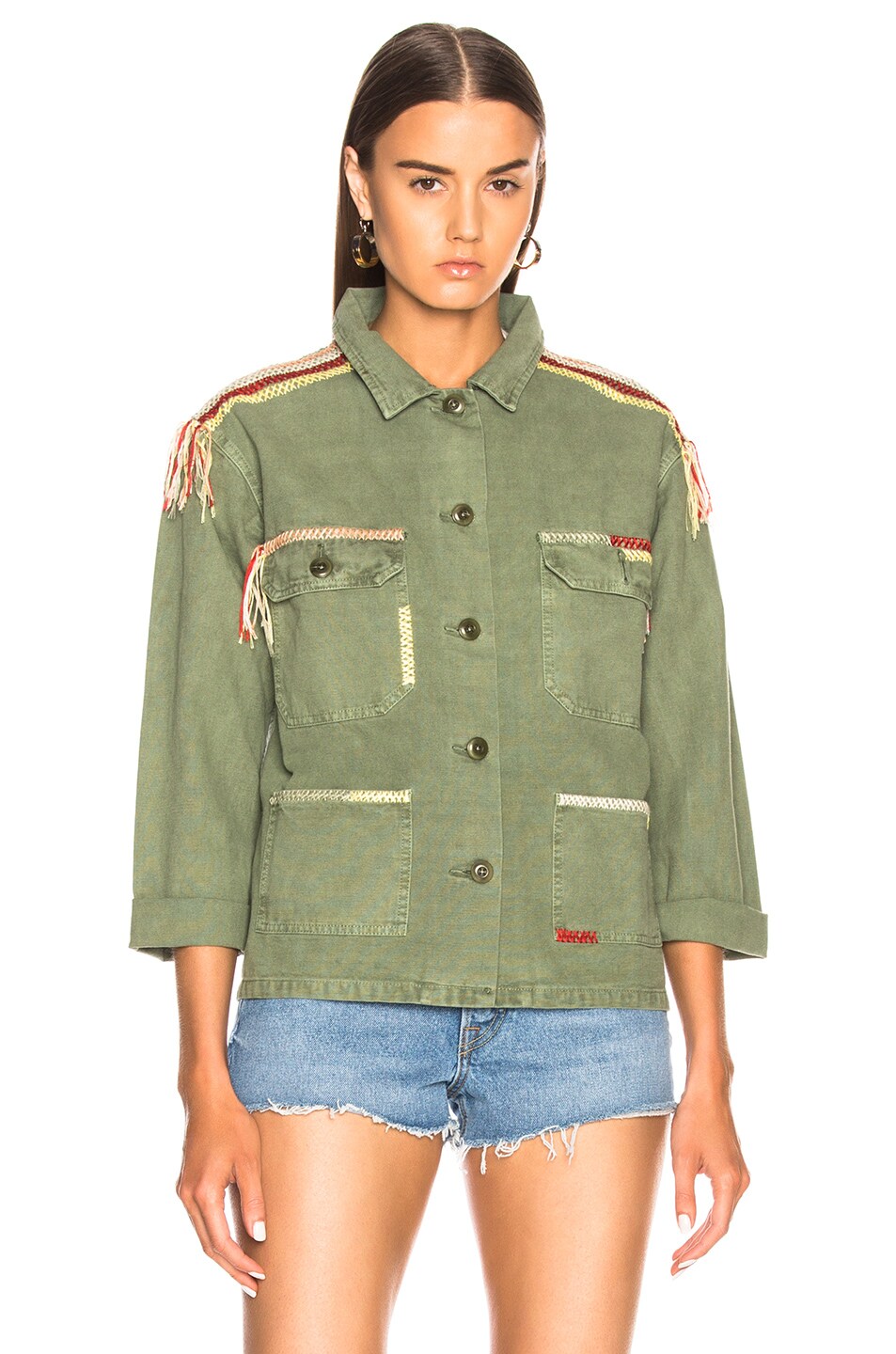 The Great Sergeant Embroidered Jacket in Worn Army | FWRD