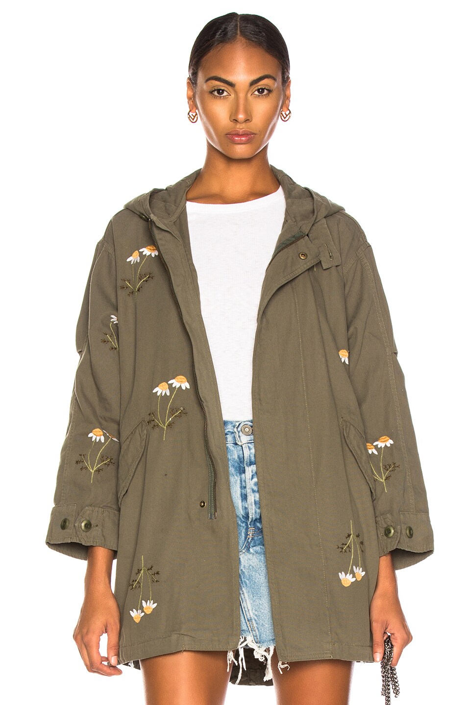 Image 1 of The Great Military Parka Jacket in Army Green Daisy